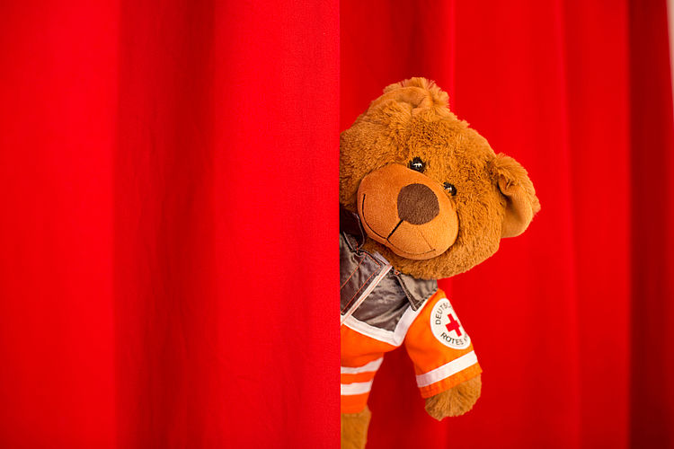 Symbolbild: Teddy mit DRK-Einsatzjacke